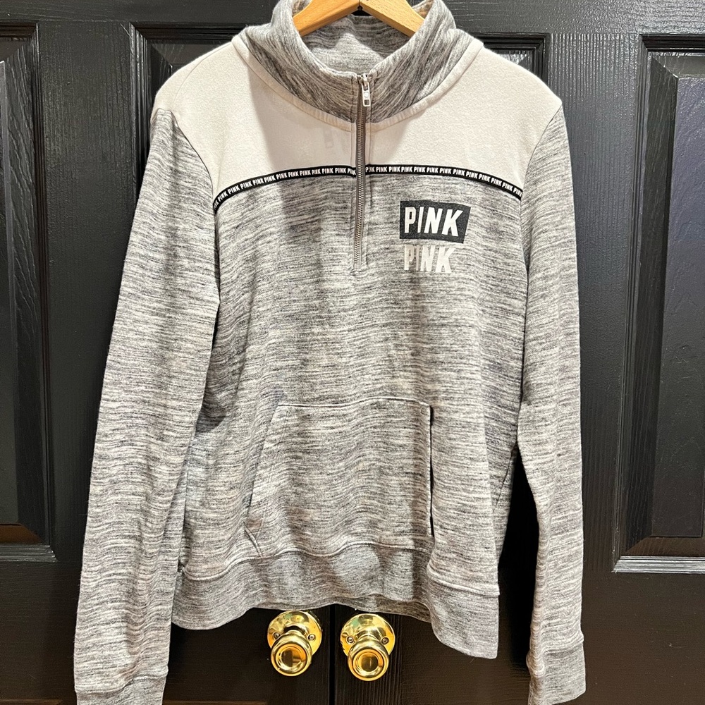 PINK Victoria's Secret Heathered Gray Half-Zip Sweatshirt